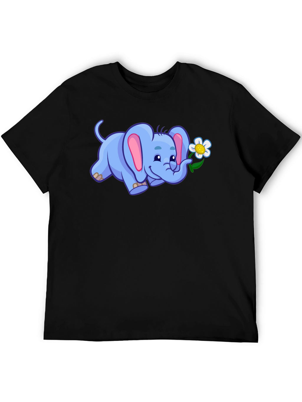 Cute Elephant with Flower Graphic T-Shirt