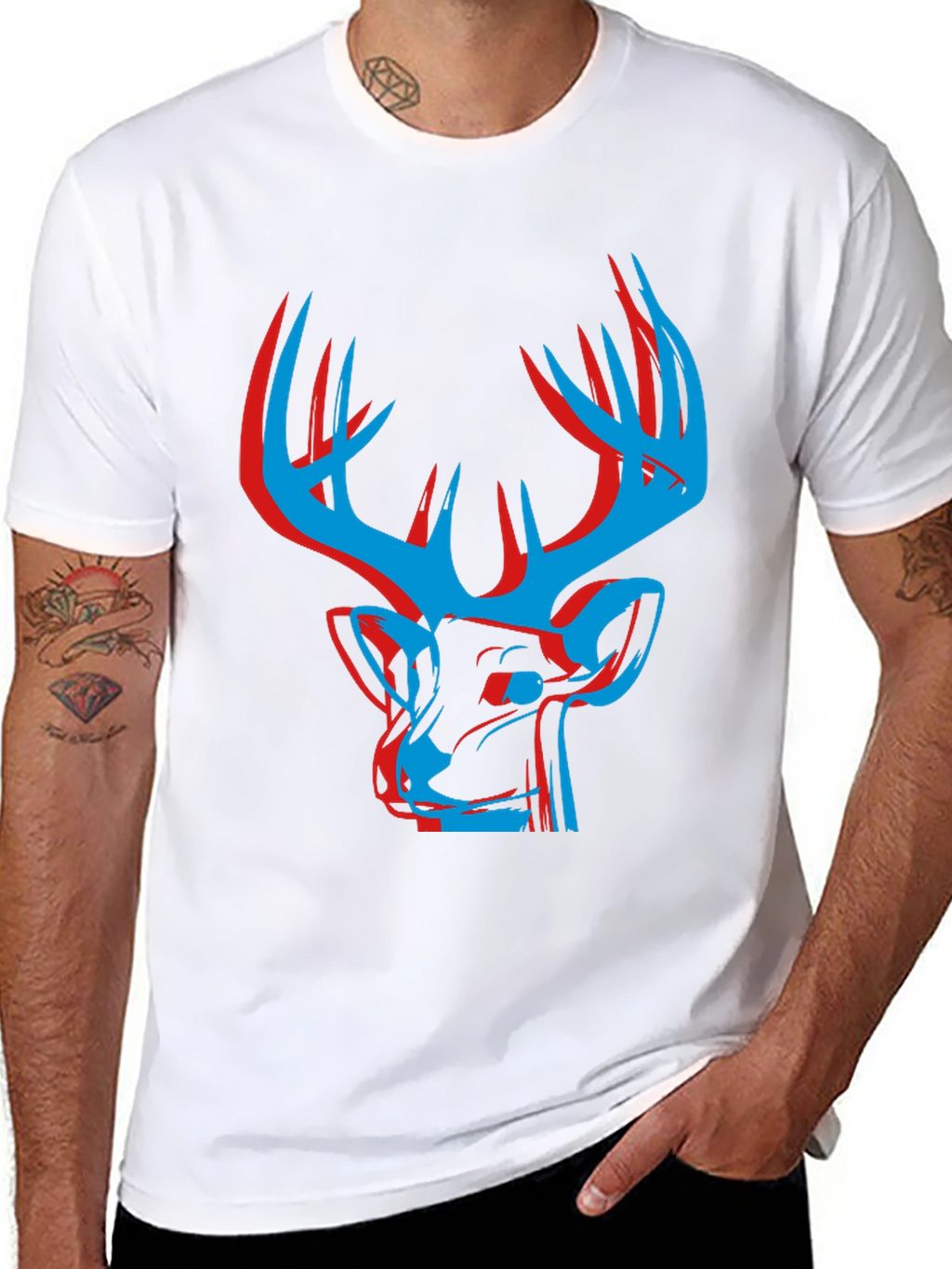 Modern Deer Graphic Tee - Black