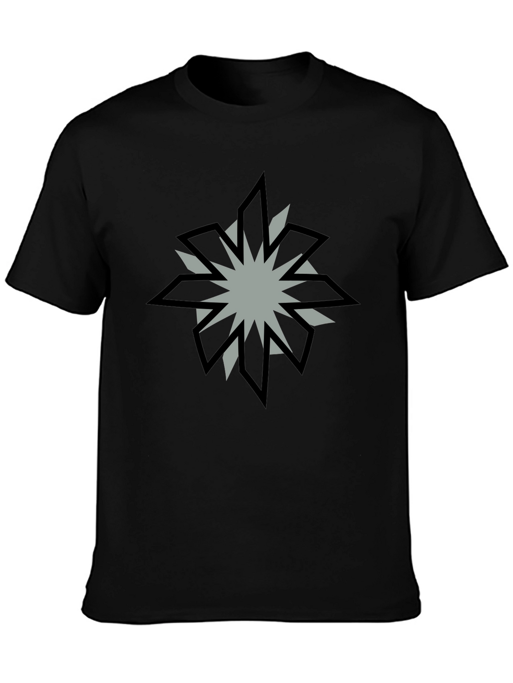 Geometric Starburst Graphic Black T-Shirt