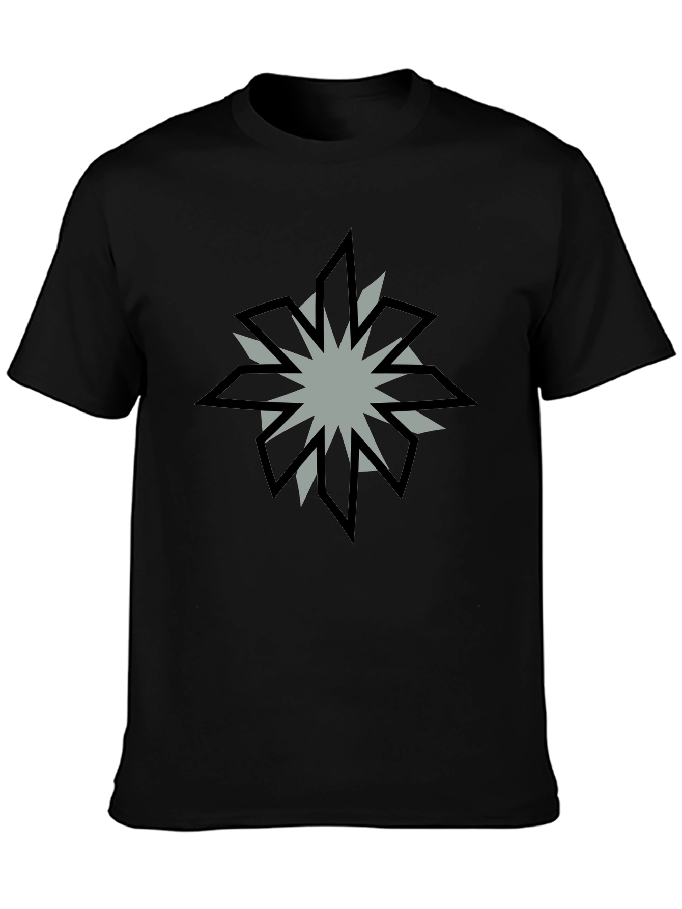 Geometric Starburst Graphic Black T-Shirt