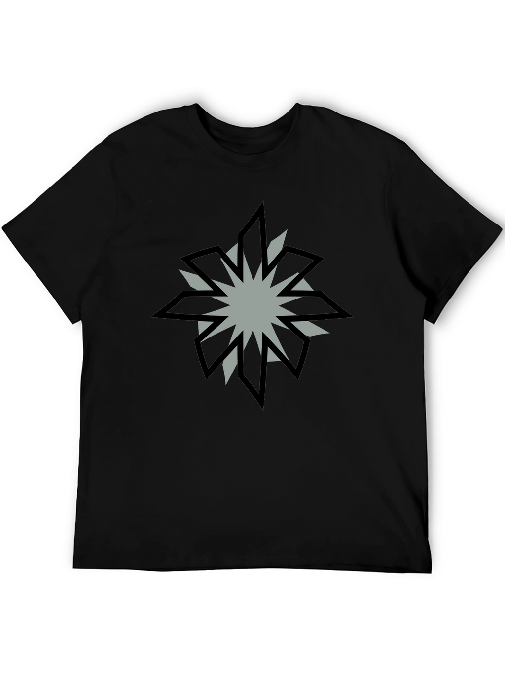 Geometric Starburst Graphic Black T-Shirt