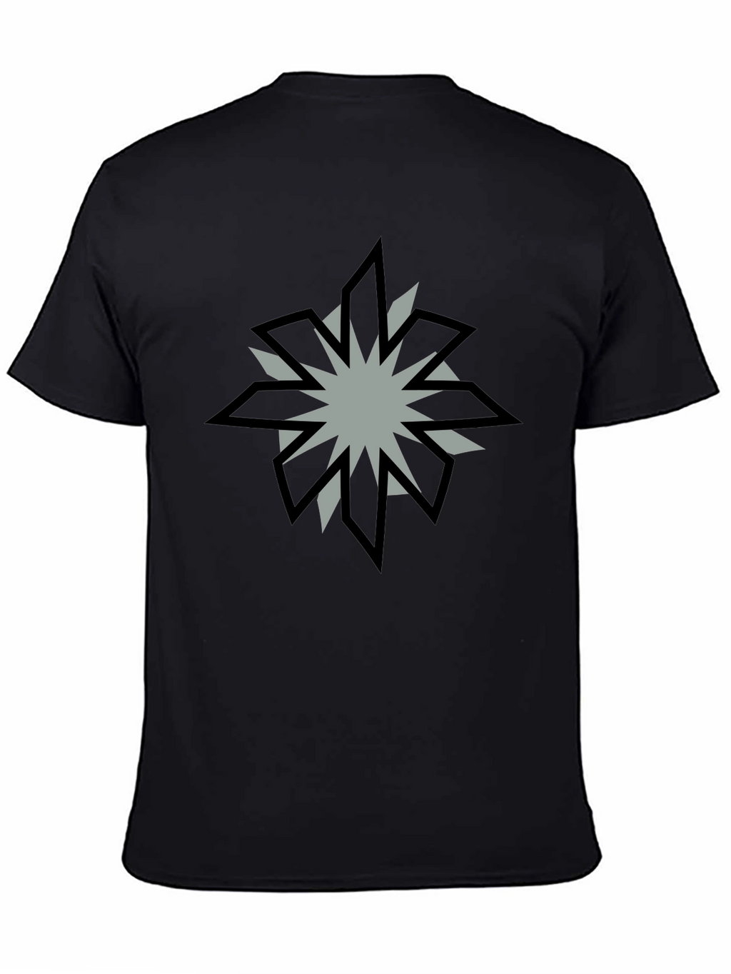 Geometric Starburst Graphic Black T-Shirt