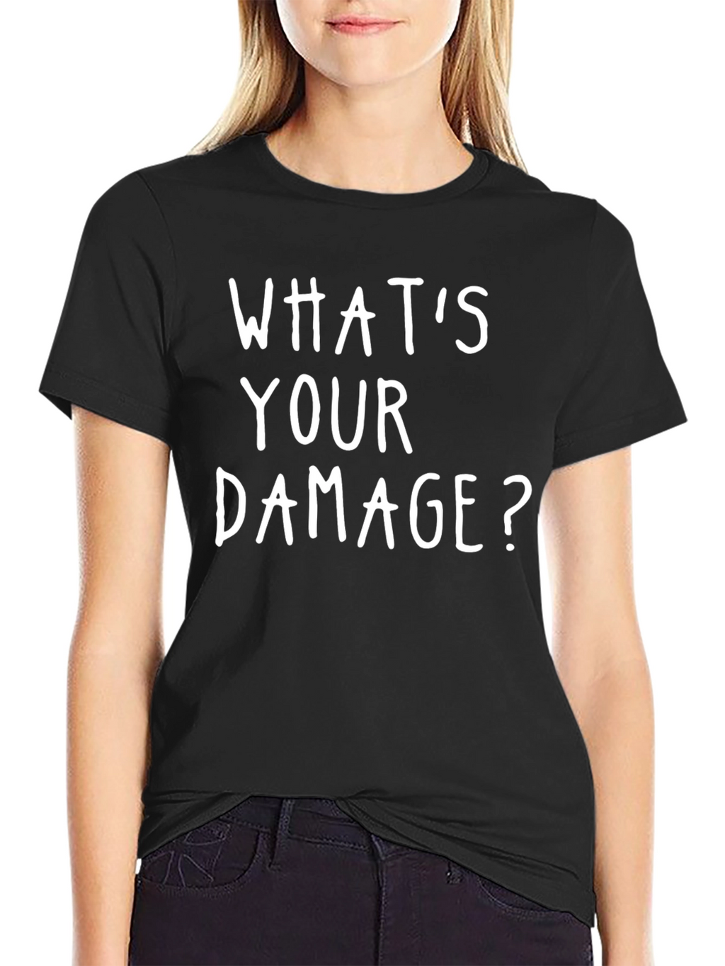 Whats Your Damage? Black Graphic T-Shirt