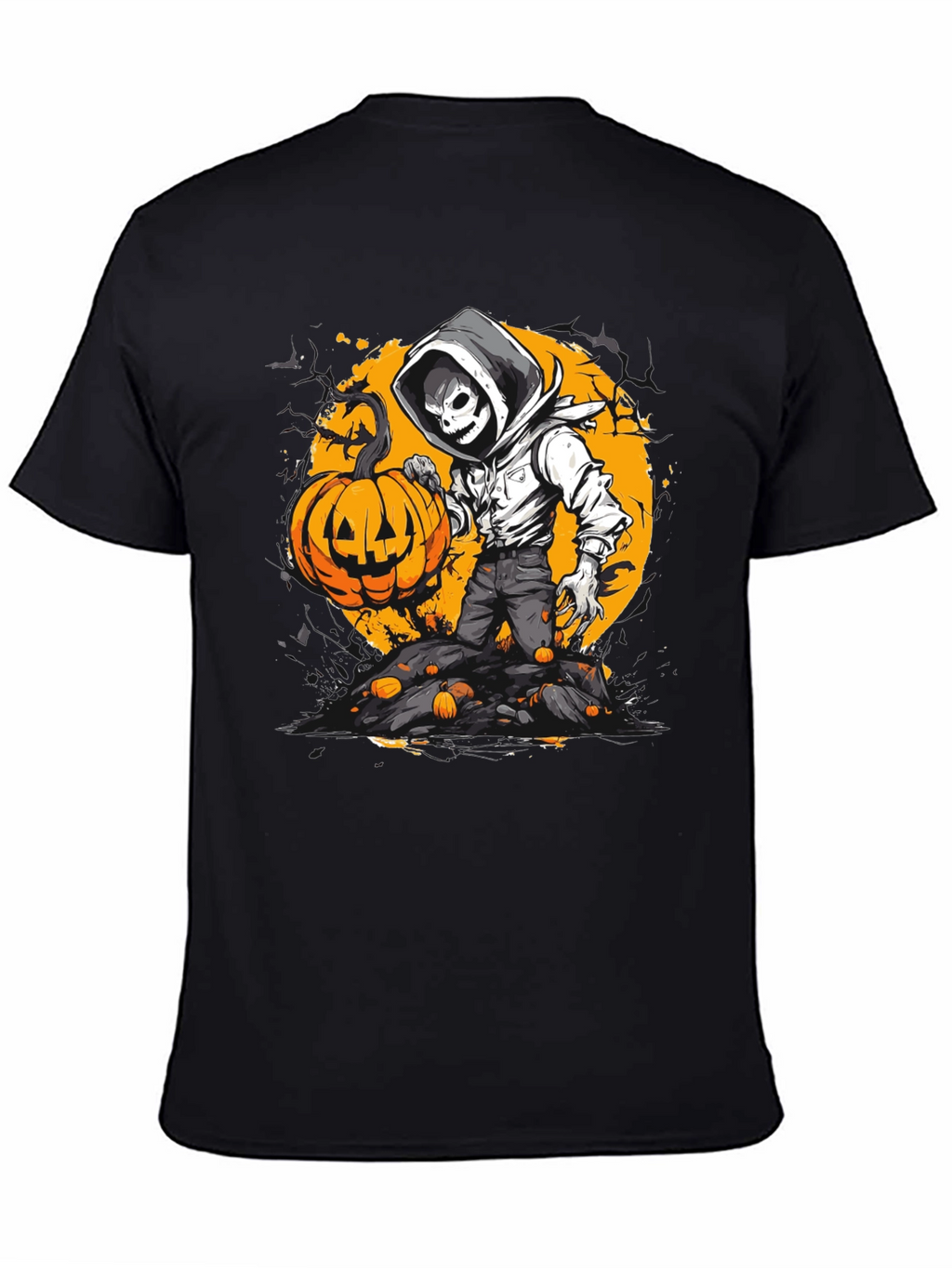 Halloween Pumpkin Skeleton Graphic Tee