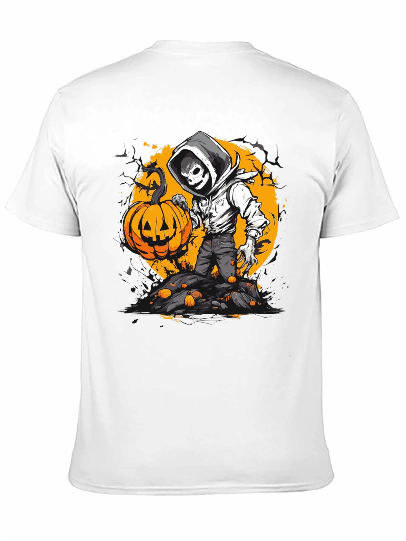 Halloween Pumpkin Skeleton Graphic Tee