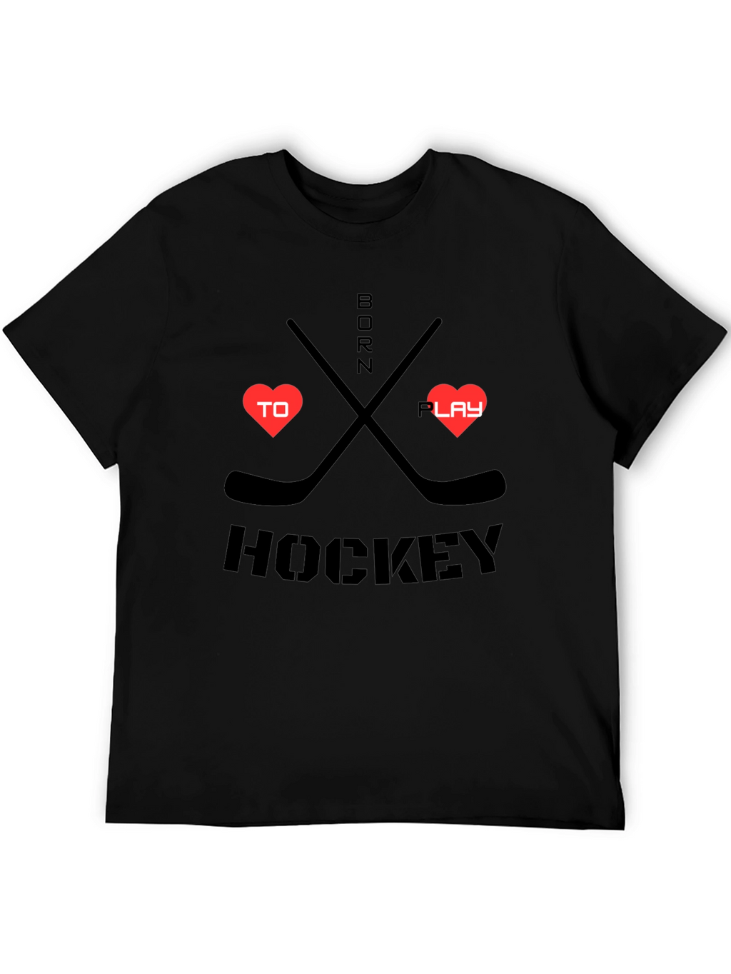 Born to Play Hockey Black Graphic T-Shirt