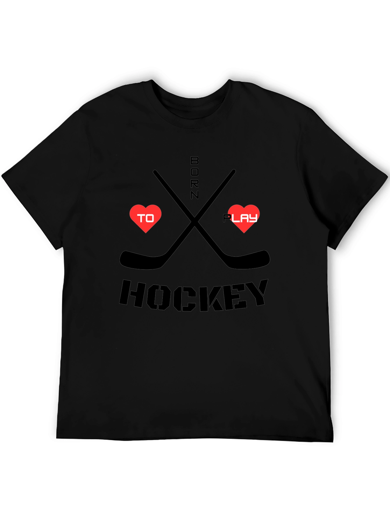 Born to Play Hockey Black Graphic T-Shirt