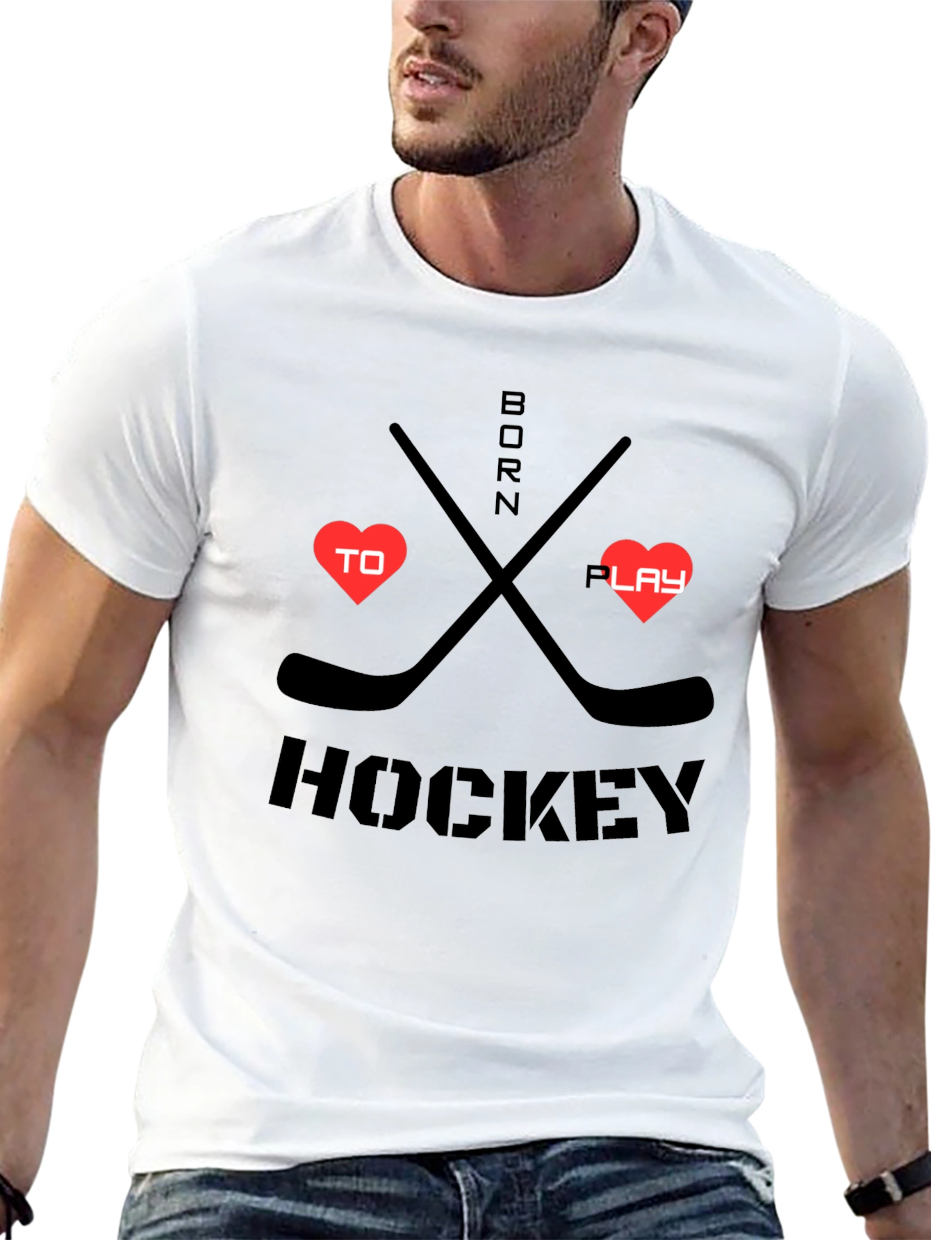 Born to Play Hockey Black Graphic T-Shirt
