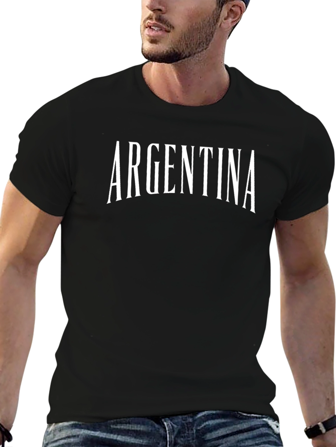 Argentina Text Graphic Black T-Shirt