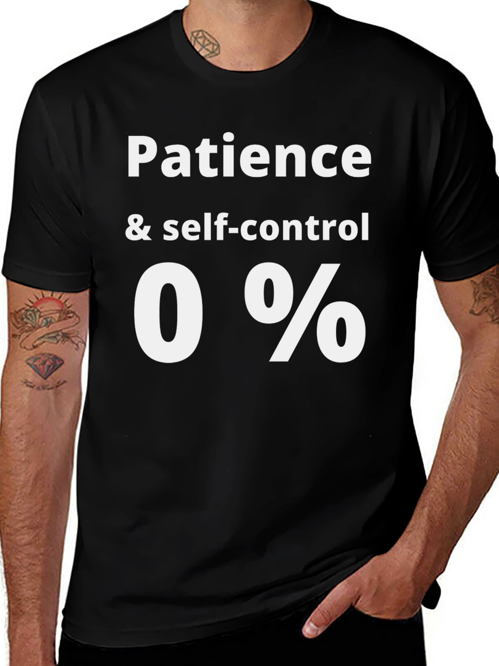 Patience & Self-Control 0% Funny Graphic Tee