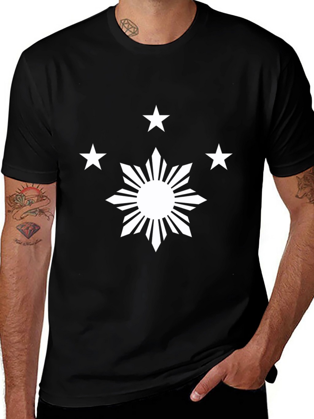 Philippine Sun & Stars Black Graphic Tee