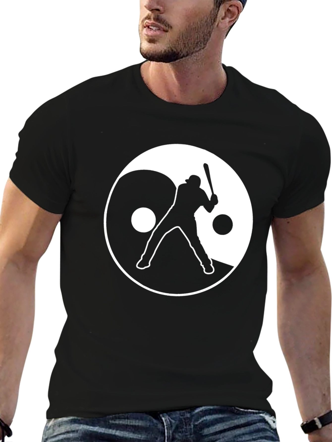 Yin Yang Baseball Graphic Tee - Black