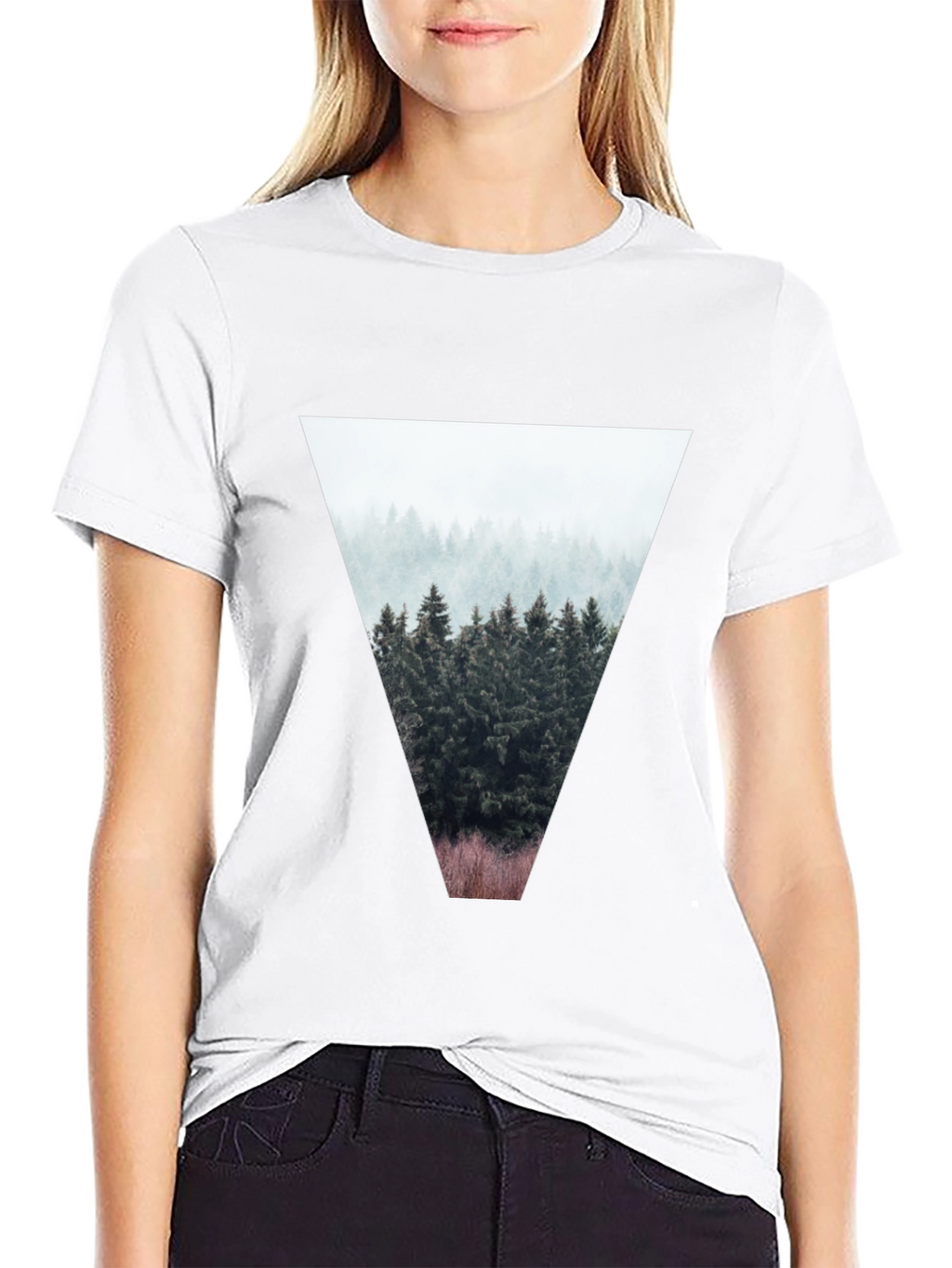 Nature Triangle Graphic T-Shirt - Black