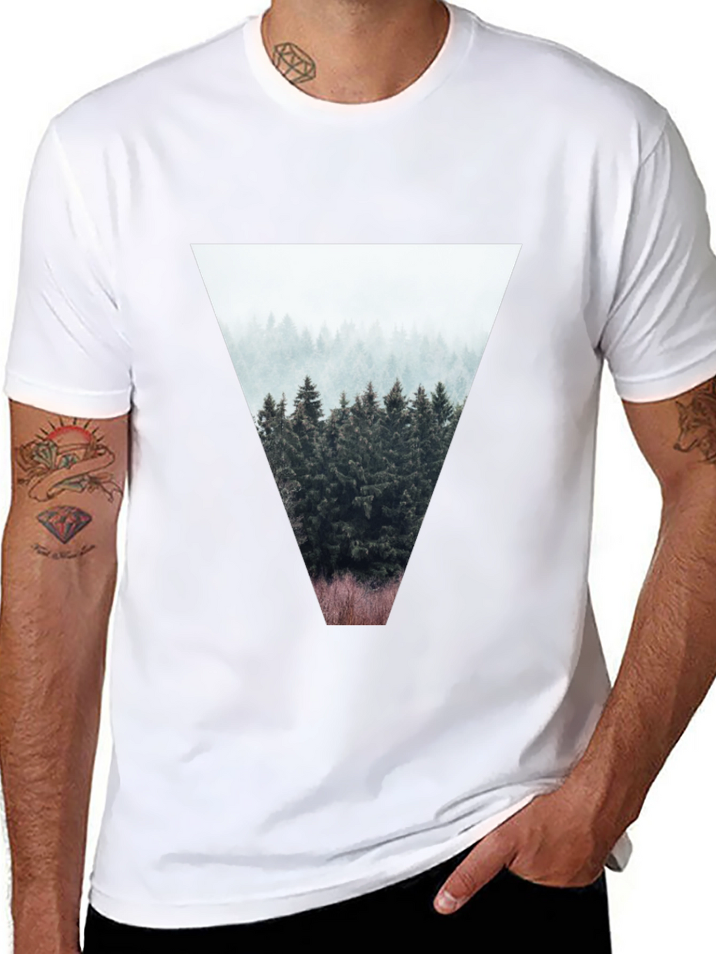 Nature Triangle Graphic T-Shirt - Black