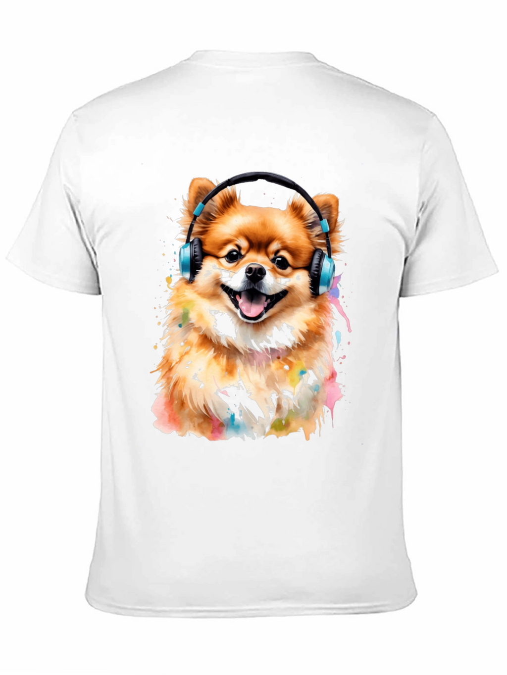 Dog with Headphones Graphic Tee - Black