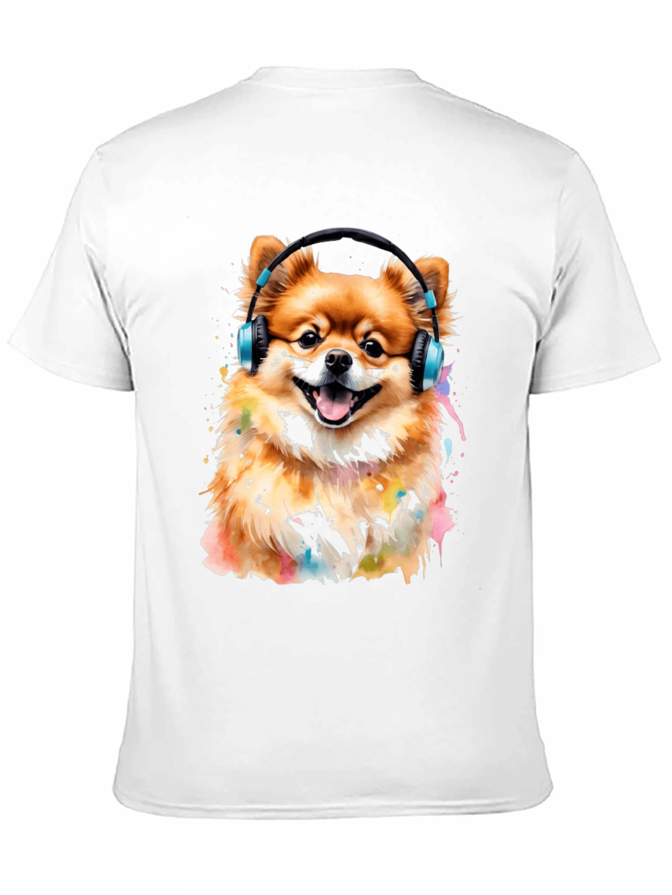 Dog with Headphones Graphic Tee - Black