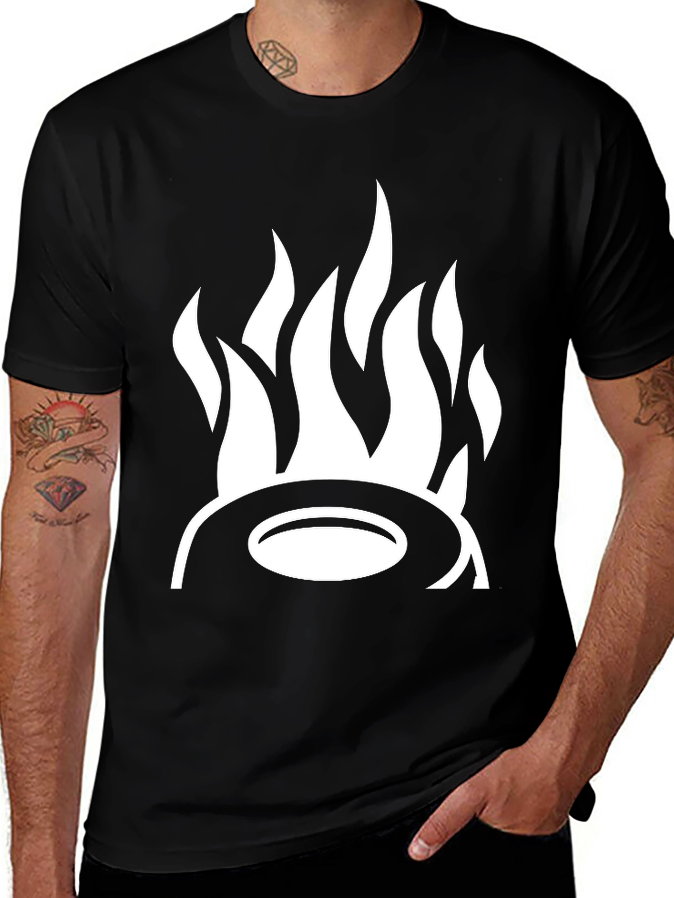 Flame Design Black T-Shirt