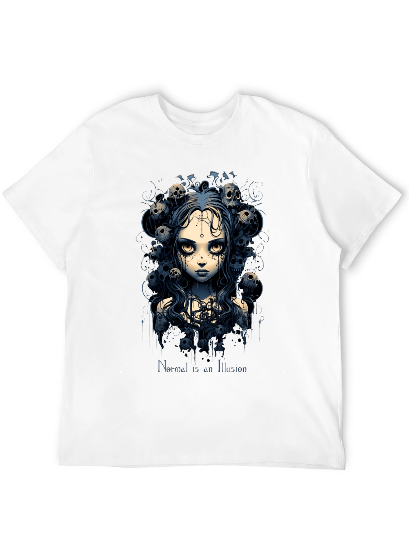 Gothic Skull Girl T-Shirt - Normal is an Illusion