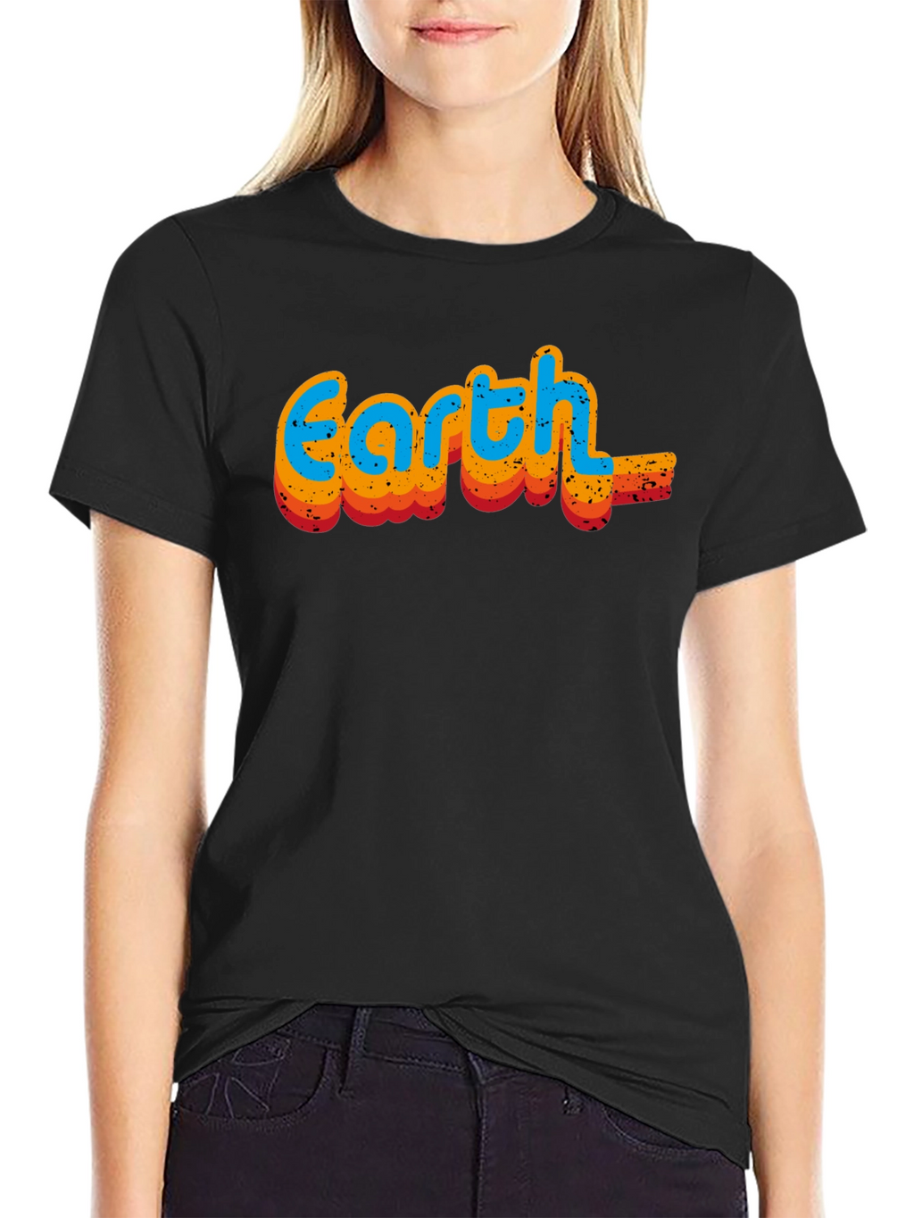 Retro Earth Graphic Black T-Shirt