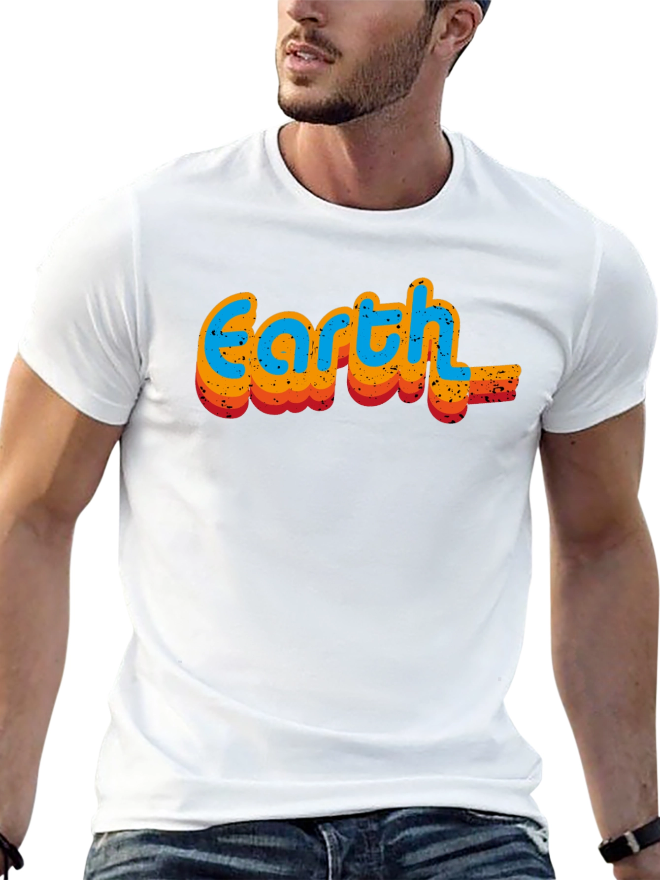 Retro Earth Graphic Black T-Shirt