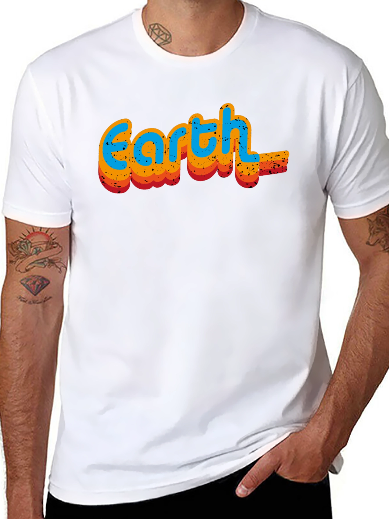 Retro Earth Graphic Black T-Shirt