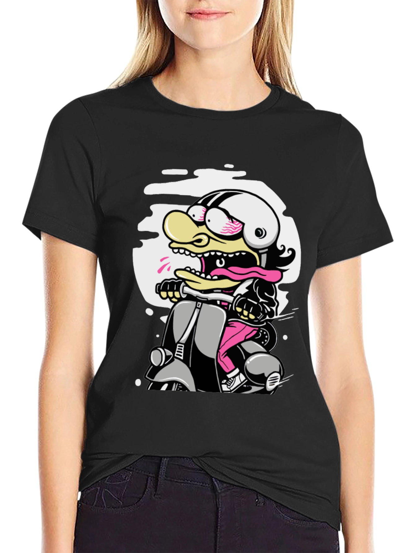 Cartoon Duck Scooter T-Shirt