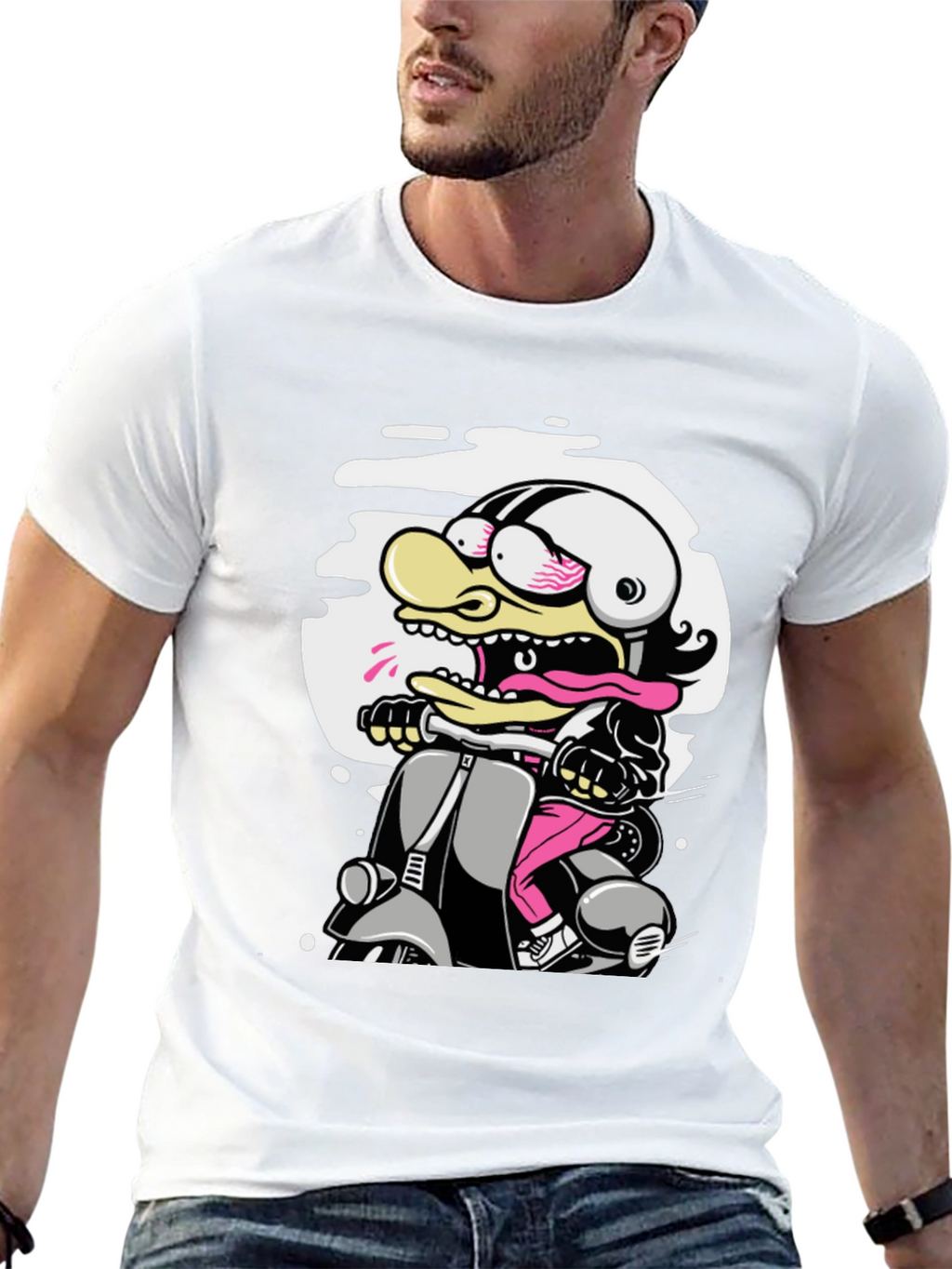 Cartoon Duck Scooter T-Shirt