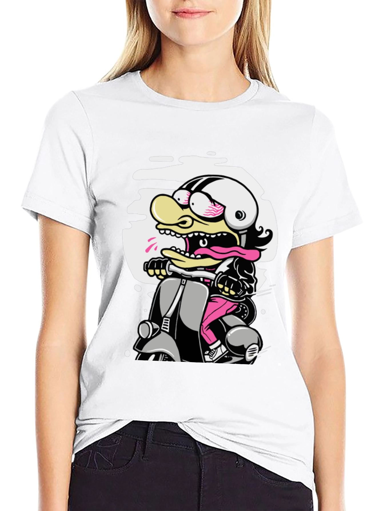 Cartoon Duck Scooter T-Shirt