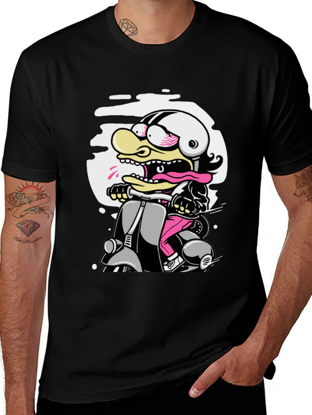 Cartoon Duck Scooter T-Shirt