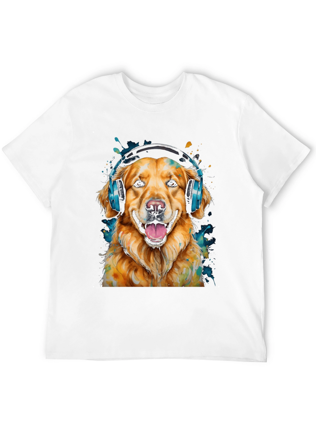Dog with Headphones Graphic T-Shirt
