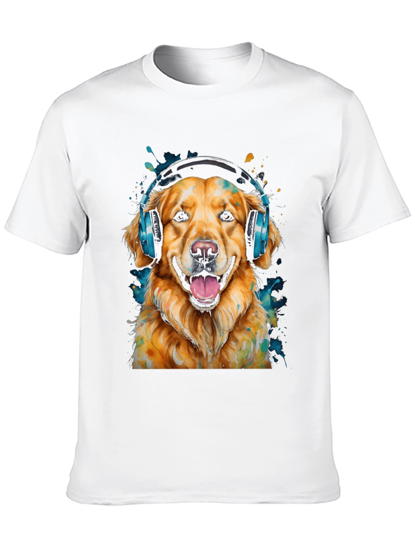 Dog with Headphones Graphic T-Shirt