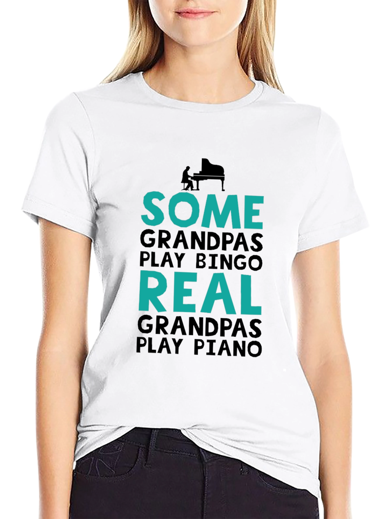 Real Grandpas Play Piano Graphic Tee