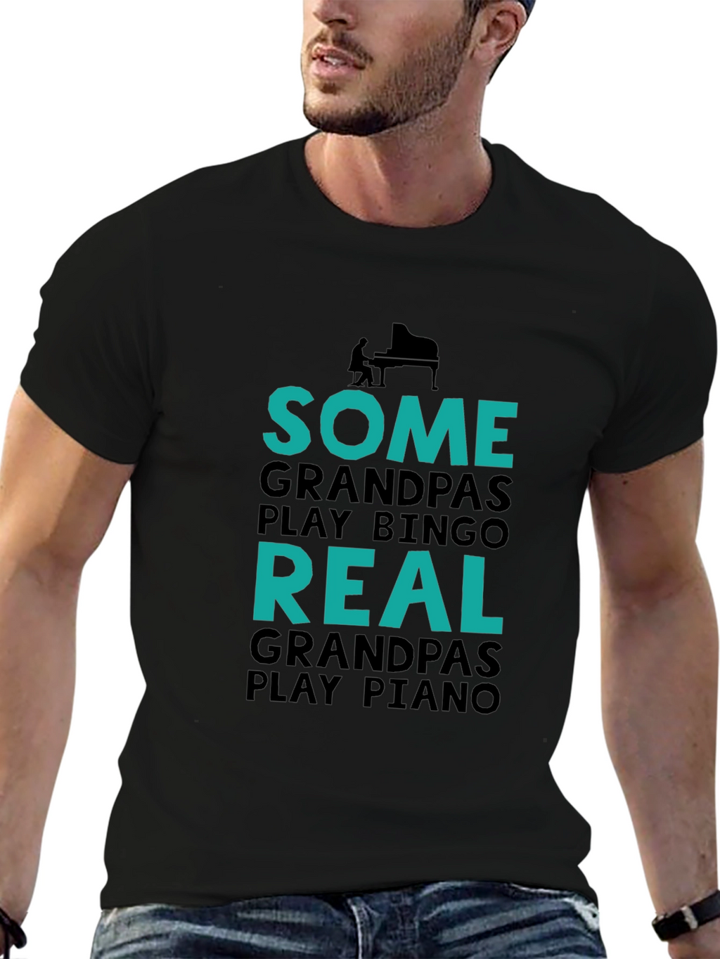 Real Grandpas Play Piano Graphic Tee