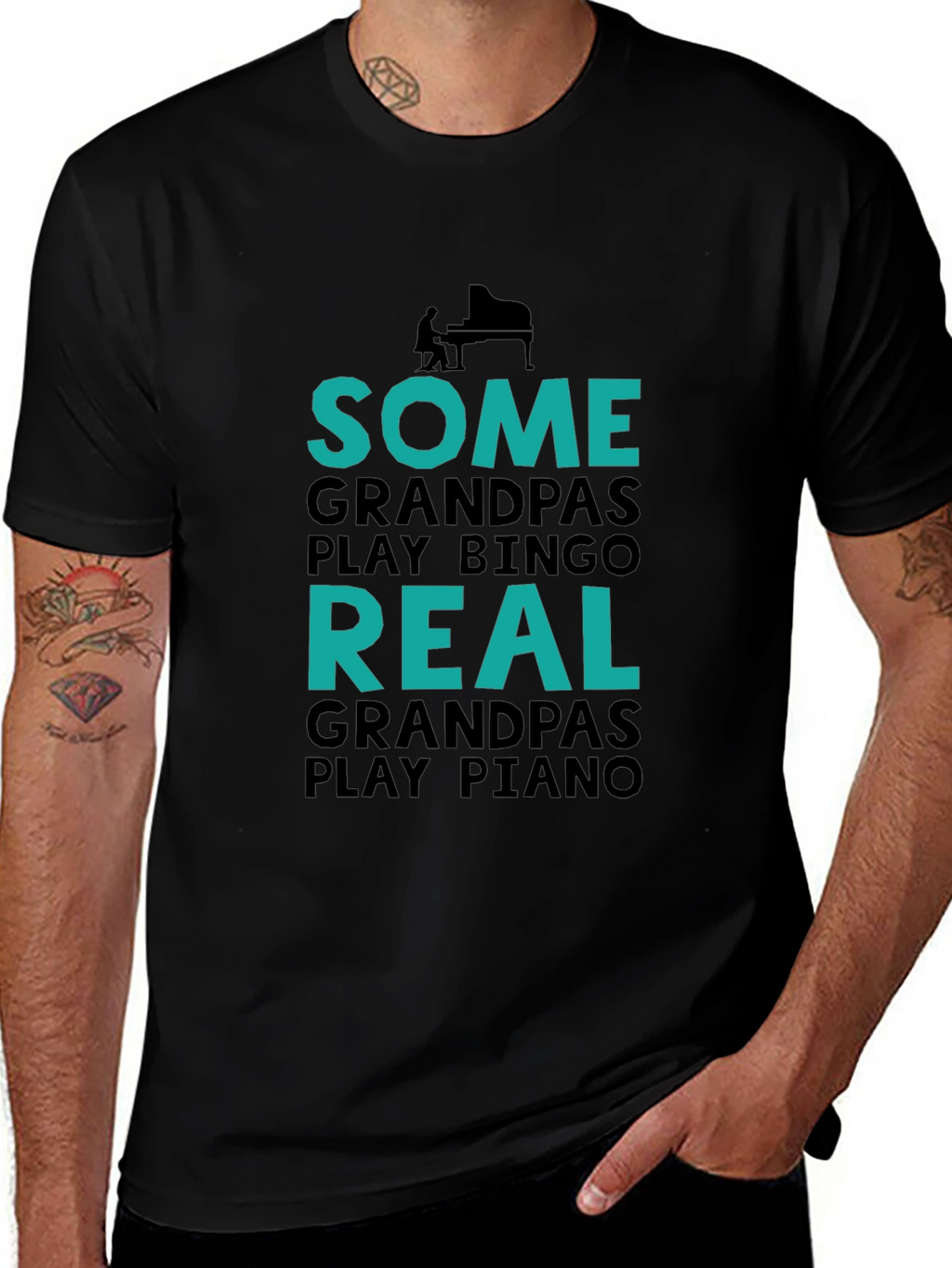 Real Grandpas Play Piano Graphic Tee