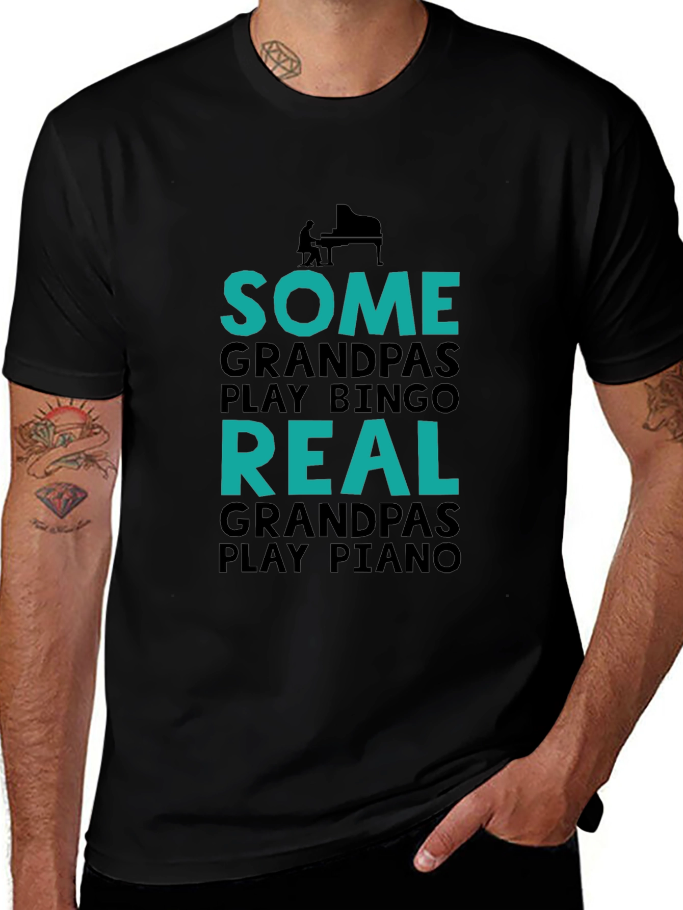 Real Grandpas Play Piano Graphic Tee