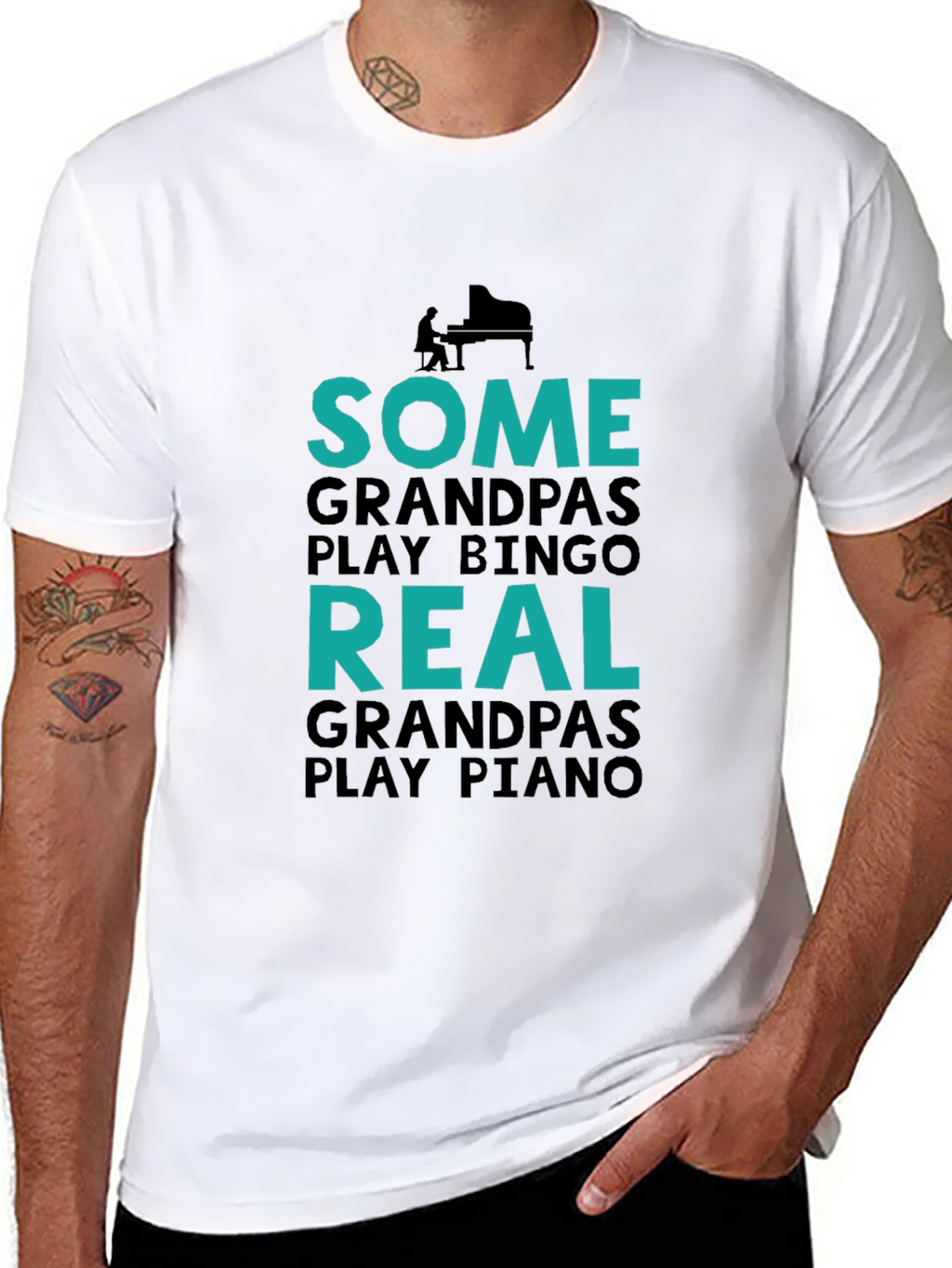 Real Grandpas Play Piano Graphic Tee