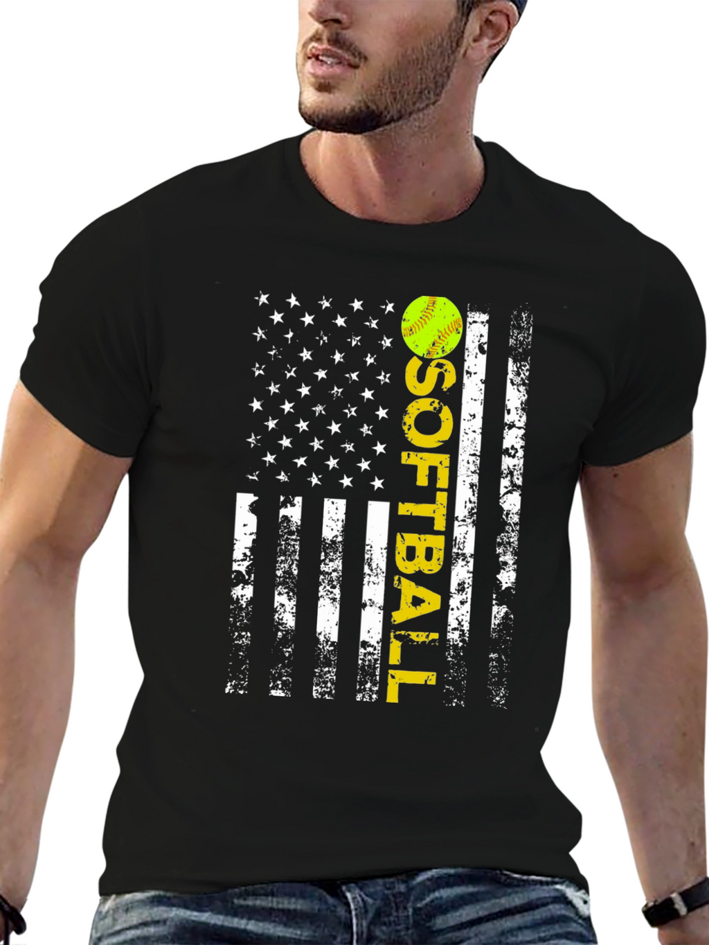Softball American Flag T-Shirt