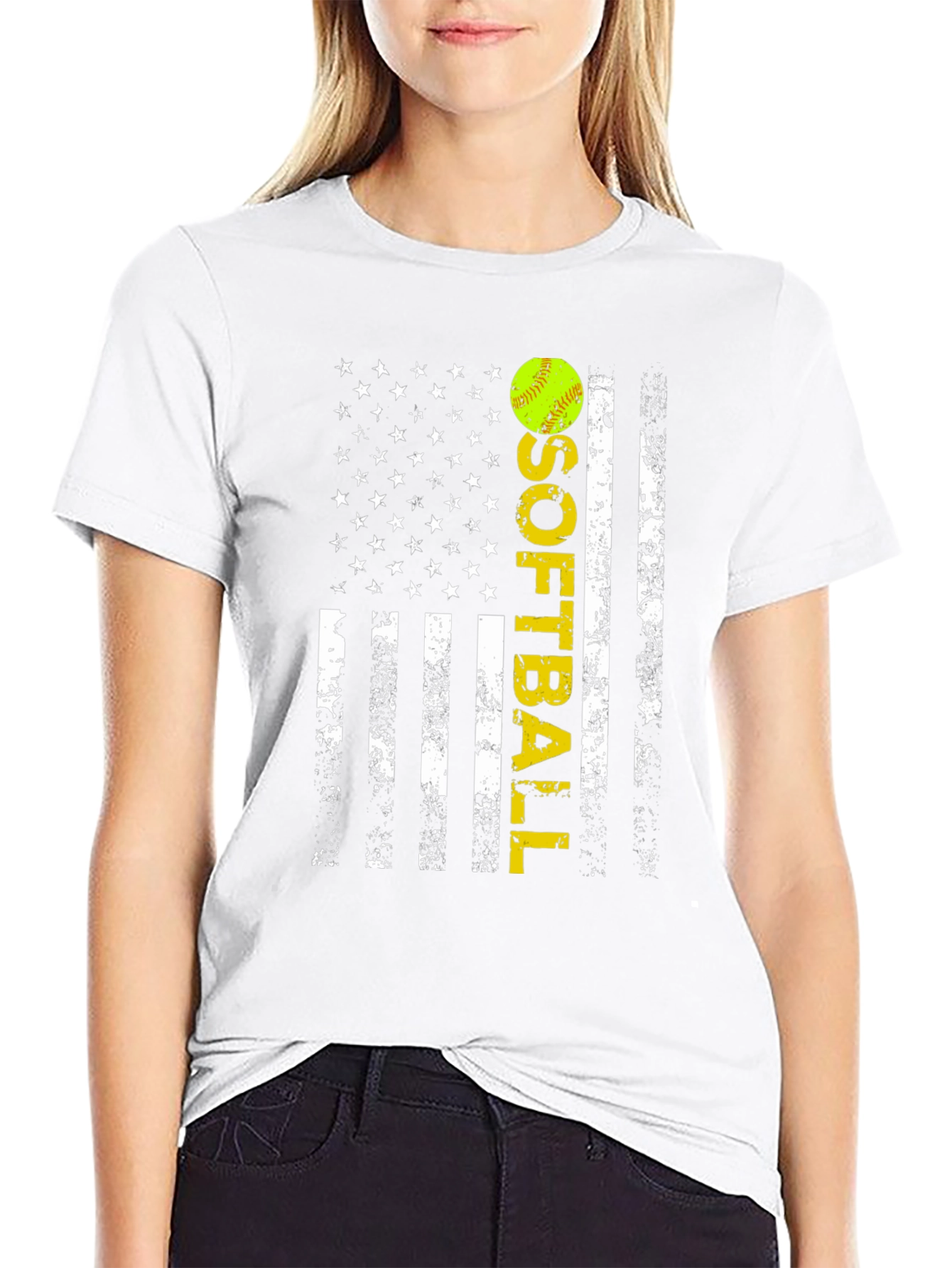 Softball American Flag T-Shirt