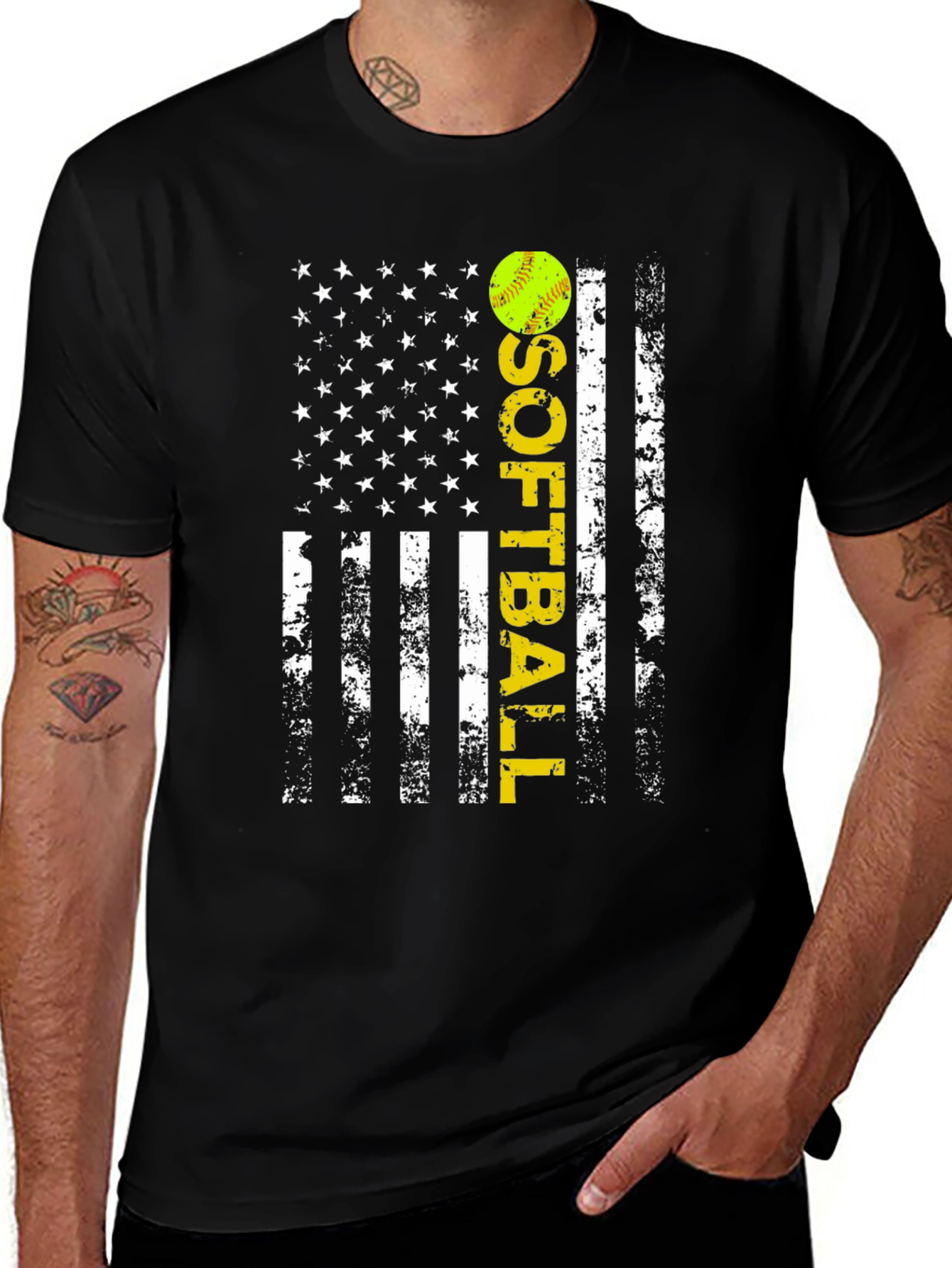 Softball American Flag T-Shirt