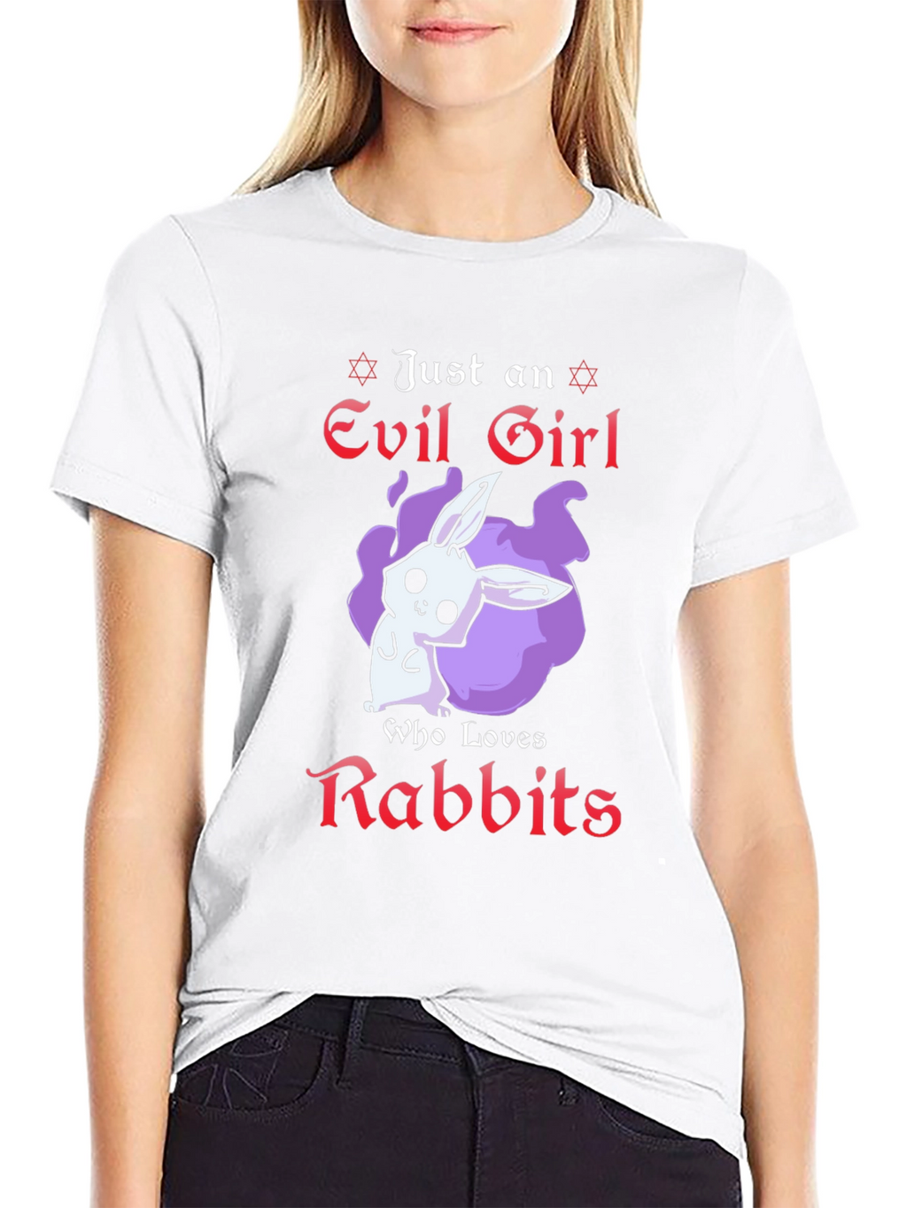 Evil Girl Loves Rabbits T-Shirt - Black