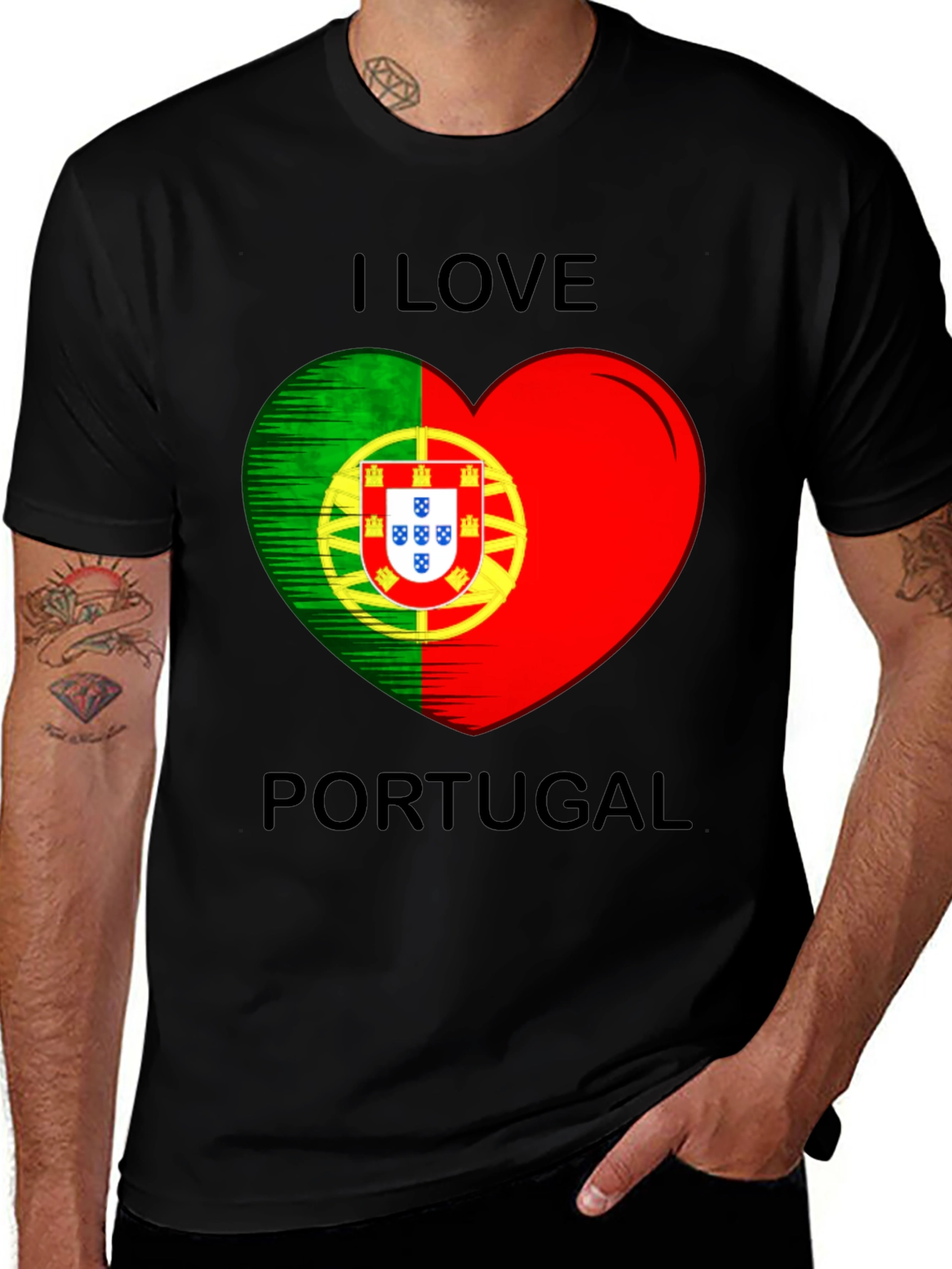 I Love Portugal Heart Flag Graphic T-Shirt