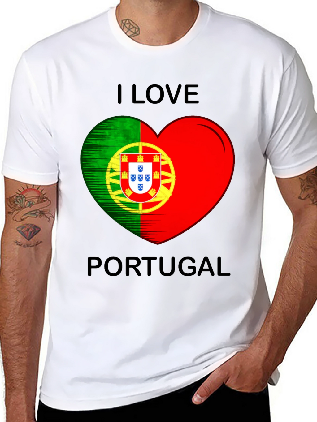 I Love Portugal Heart Flag Graphic T-Shirt