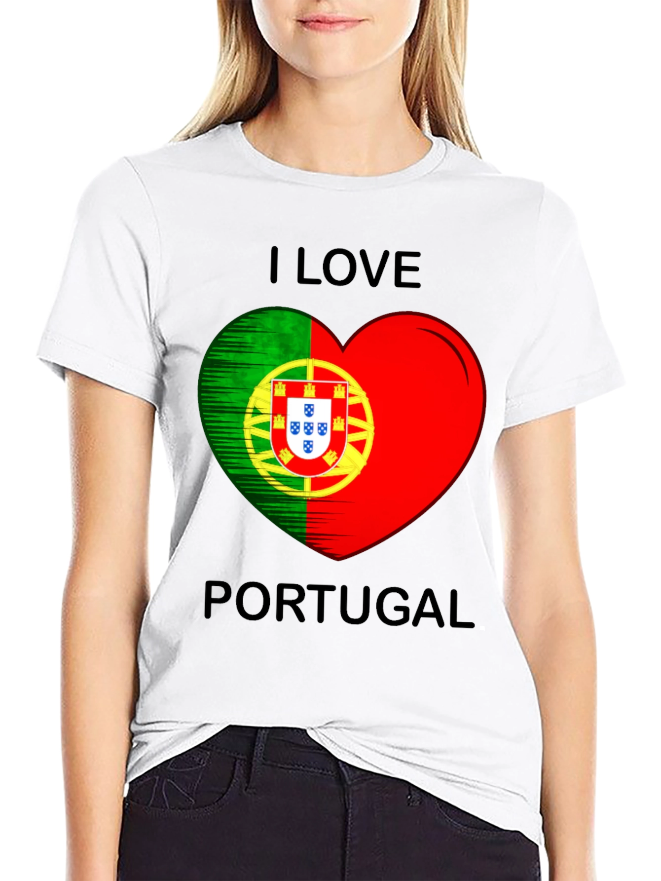 I Love Portugal Heart Flag Graphic T-Shirt