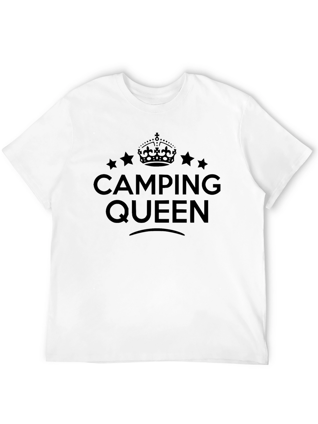 Camping Queen Graphic Tee - Black Crew Neck T-Shirt