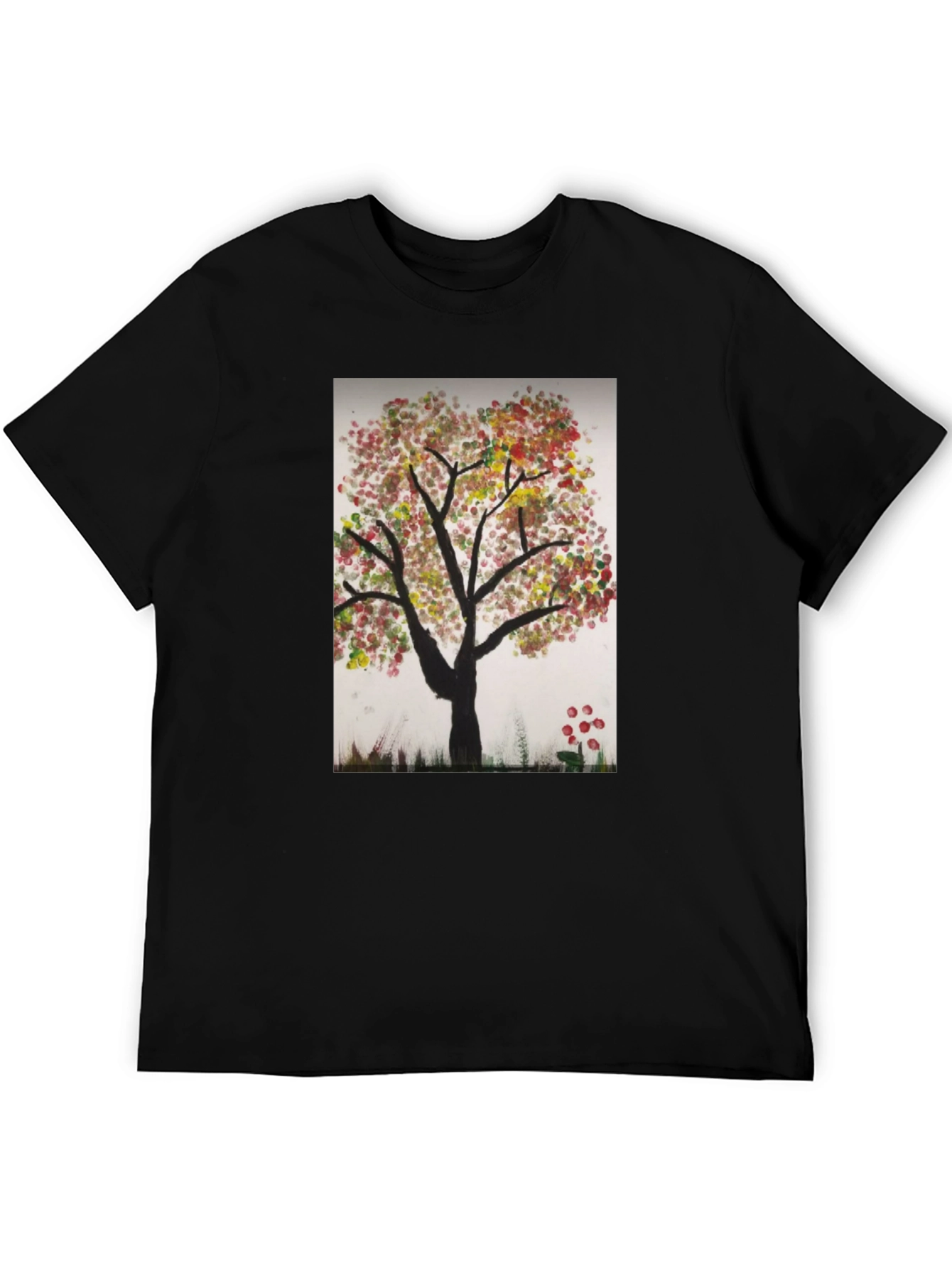 Artistic Autumn Tree Black T-Shirt