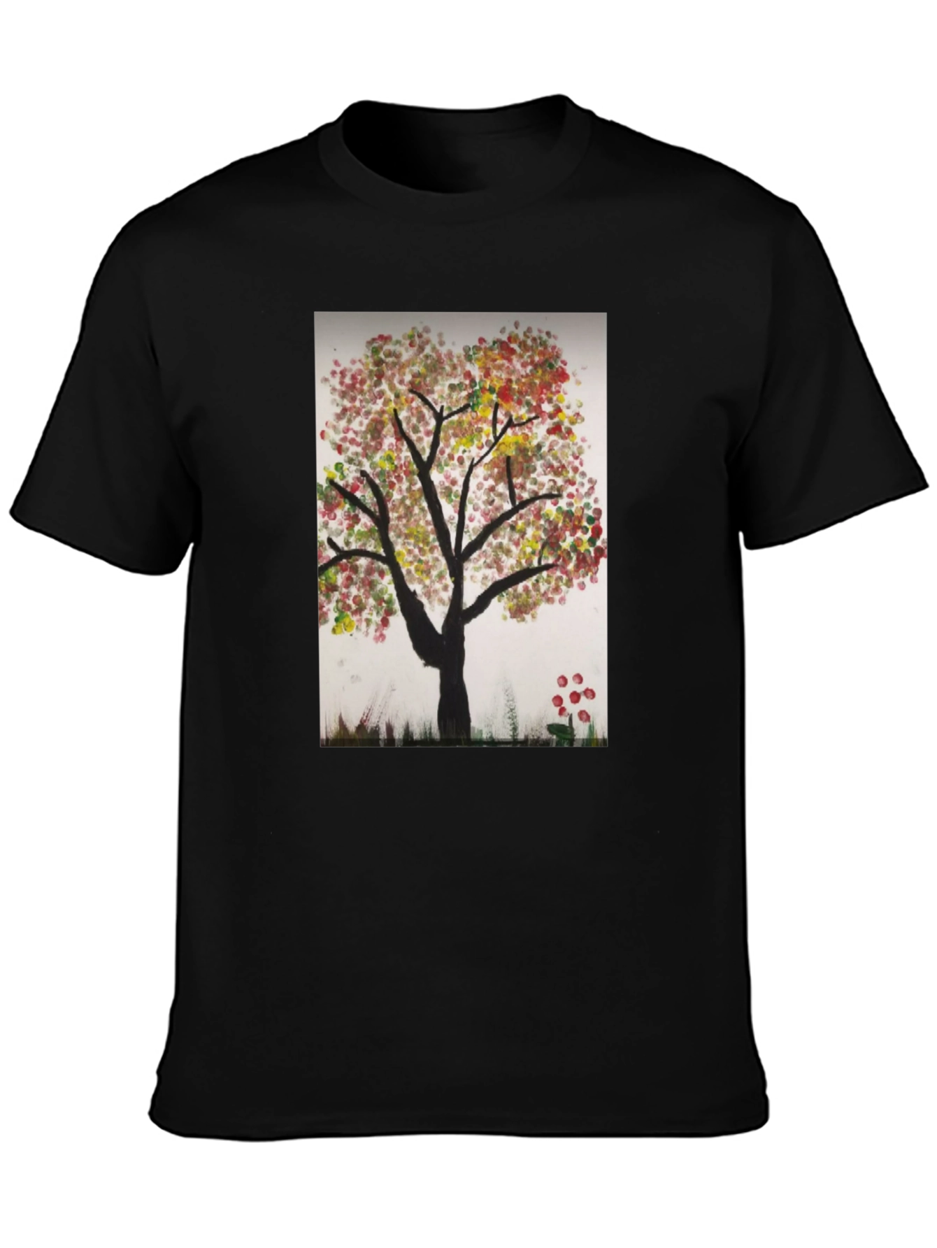 Artistic Autumn Tree Black T-Shirt