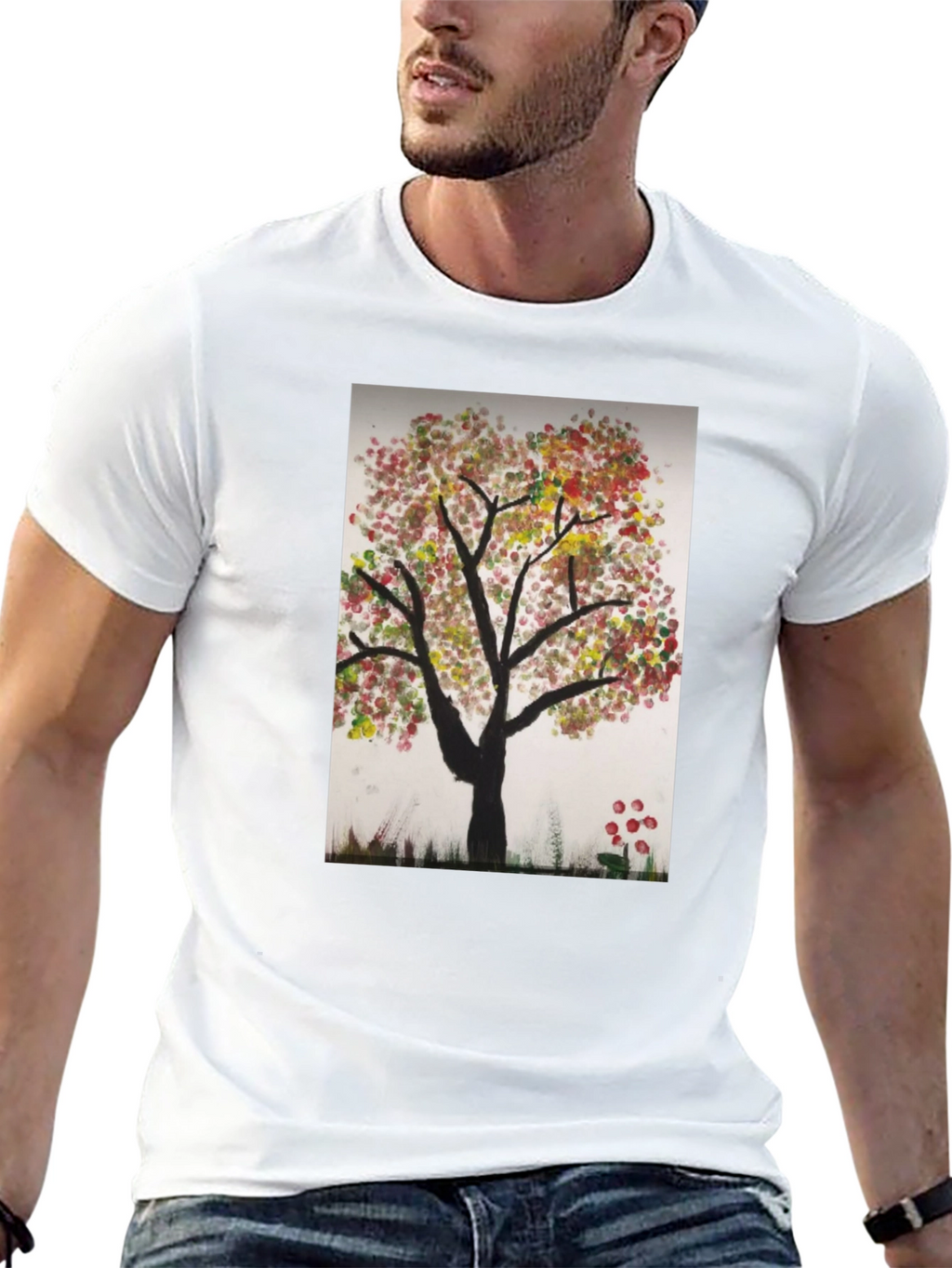 Artistic Autumn Tree Black T-Shirt