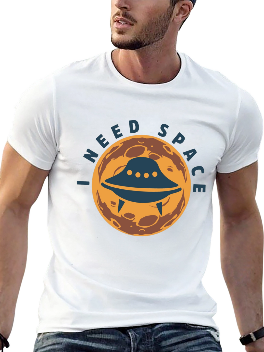I Need Space Graphic Tee - UFO Alien Design