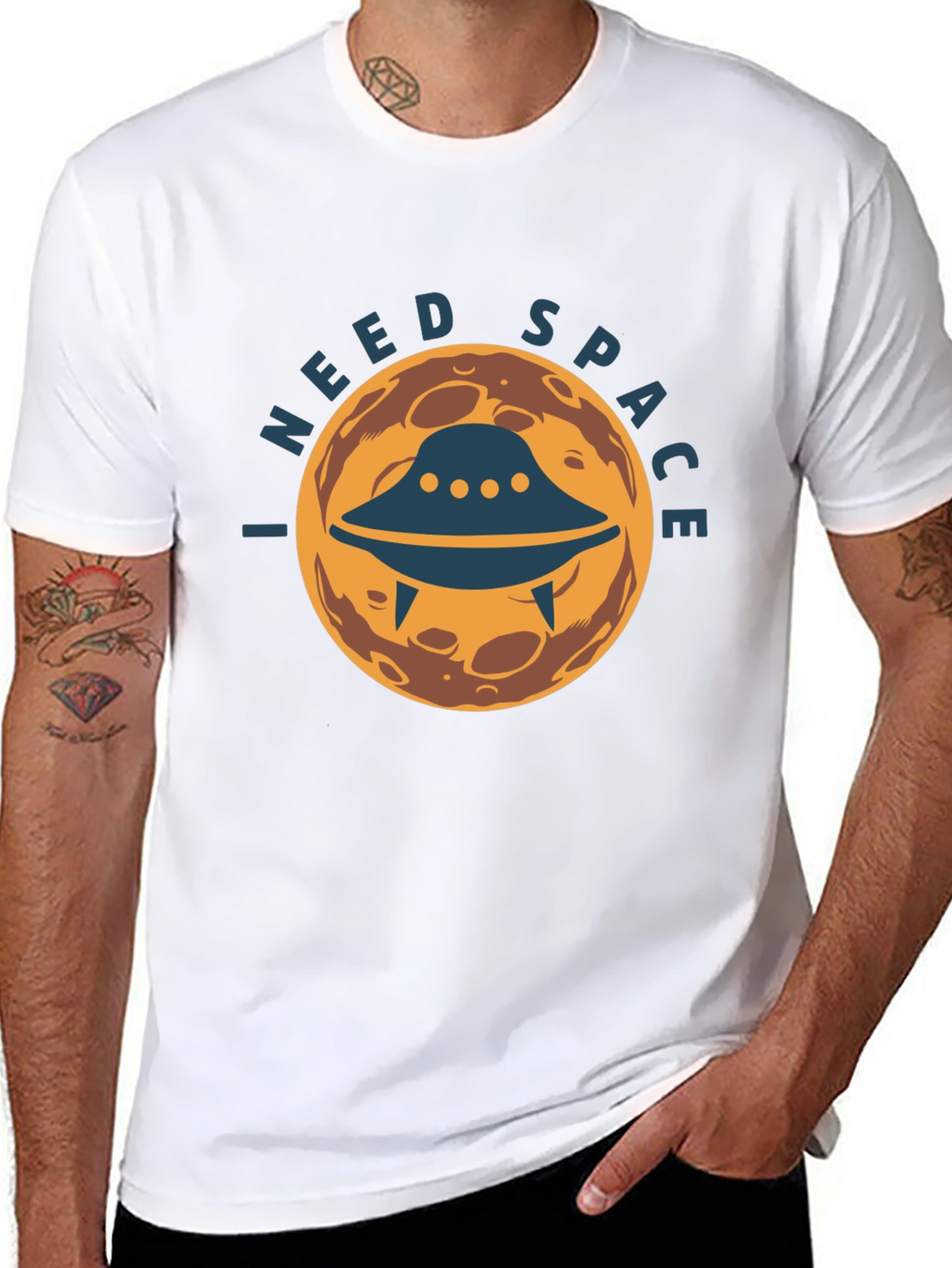 I Need Space Graphic Tee - UFO Alien Design
