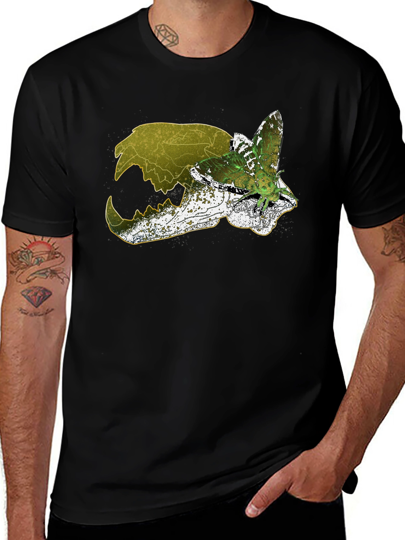 Skull & Moth Graphic Tee - Unique Design